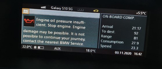 BMW Low Oil Pressure Warning Light