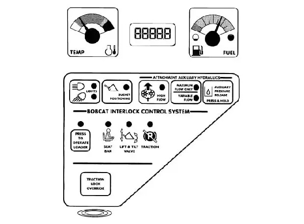 Bobcat Warning Light Symbols Meaning on Instrument Left Panel