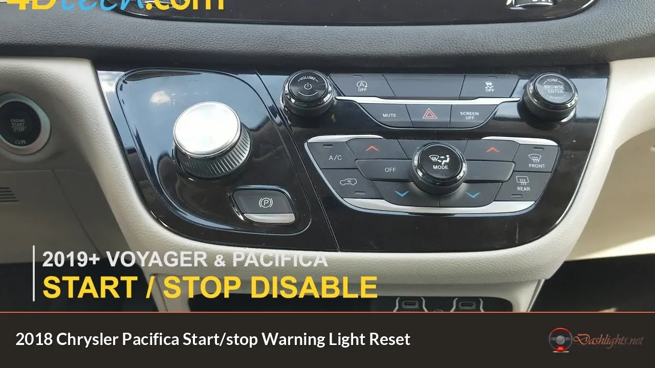 2018 Chrysler Pacifica Start/stop Warning Light Reset