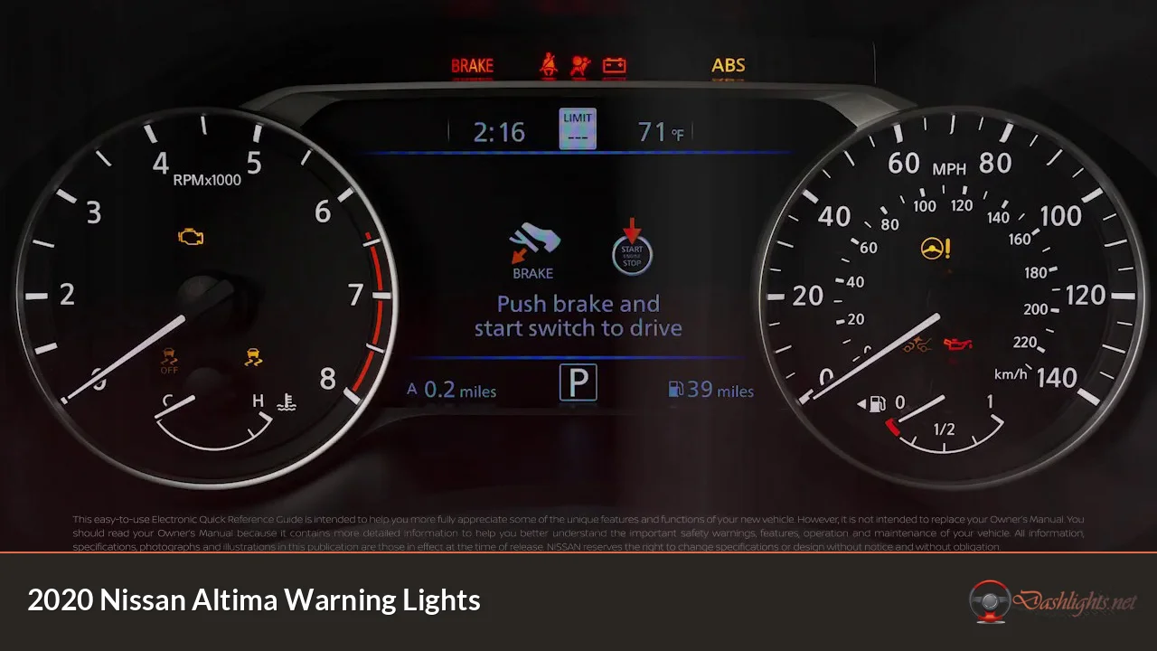 2020 Nissan Altima Warning Lights