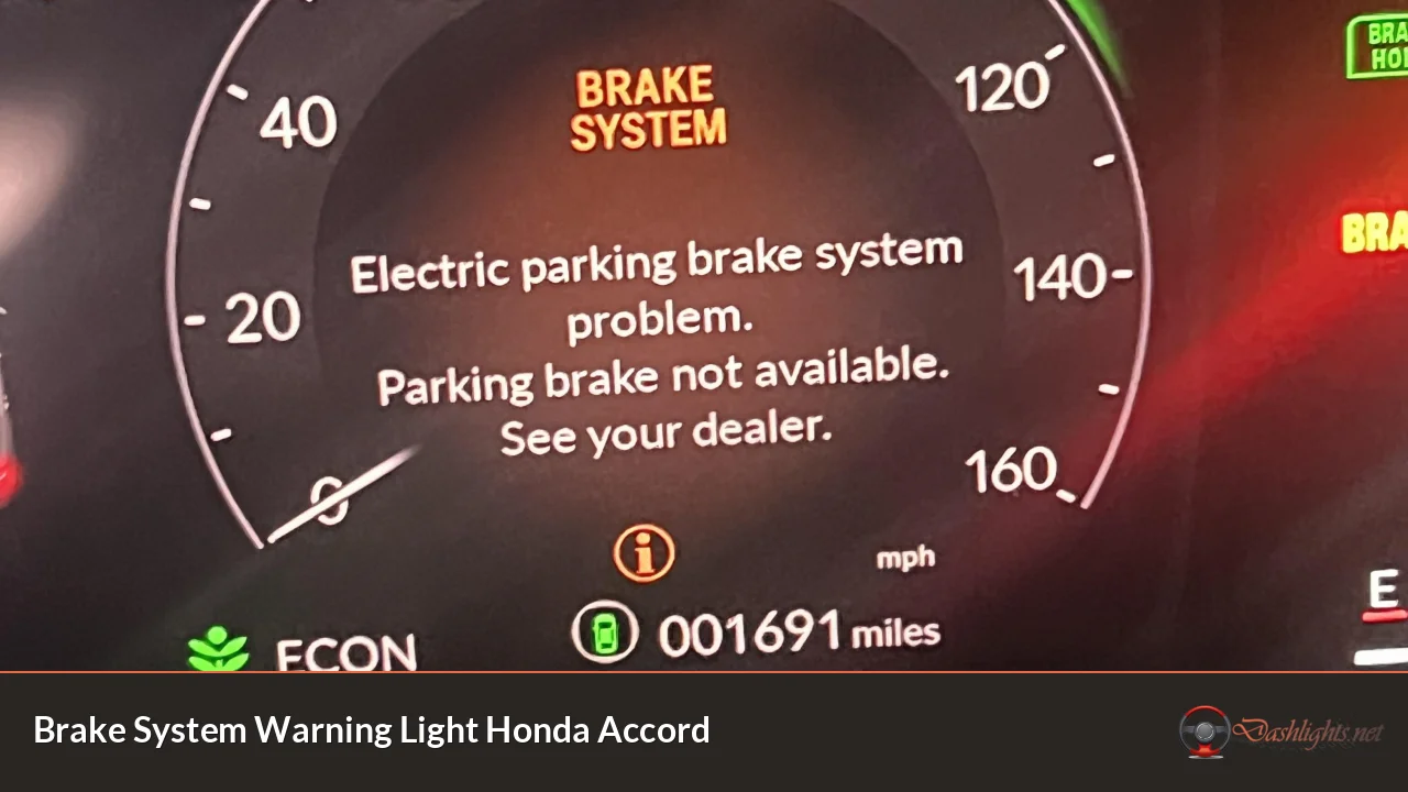 brake system warning light honda accord 2021