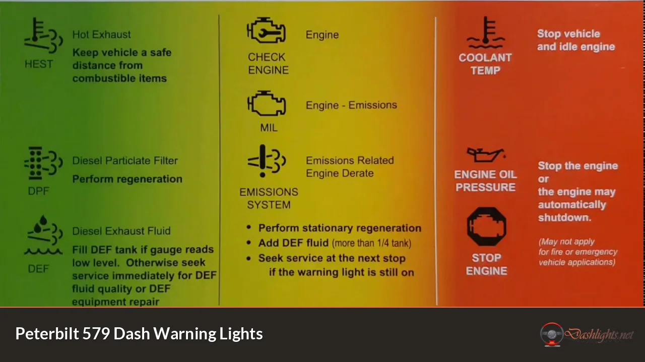 Peterbilt 579 Dash Warning Lights