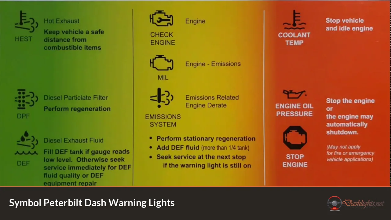 Symbol Peterbilt Dash Warning Lights